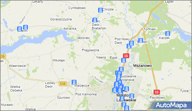 mapa Nawra gmina Nowe Miasto Lubawskie, Nawra gmina Nowe Miasto Lubawskie na mapie Targeo