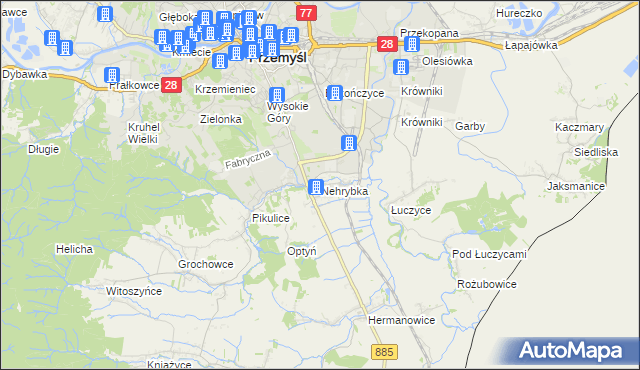 mapa Nehrybka, Nehrybka na mapie Targeo