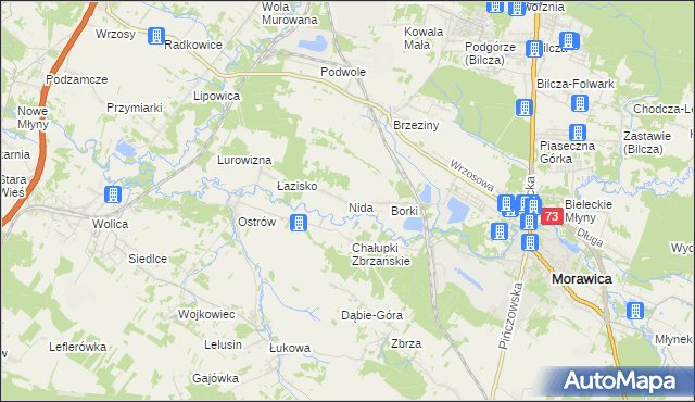 mapa Nida gmina Morawica, Nida gmina Morawica na mapie Targeo