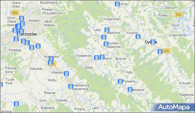 mapa Niebocko, Niebocko na mapie Targeo