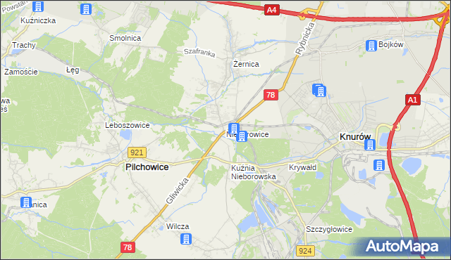 mapa Nieborowice, Nieborowice na mapie Targeo