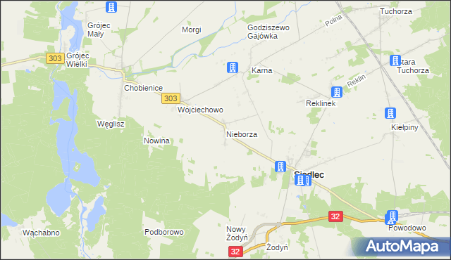 mapa Nieborza, Nieborza na mapie Targeo