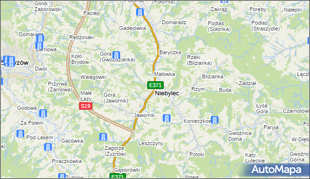 mapa Niebylec, Niebylec na mapie Targeo