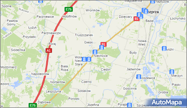 mapa Niechcice, Niechcice na mapie Targeo