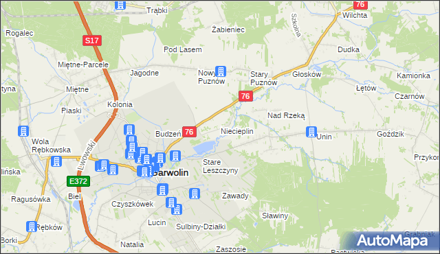 mapa Niecieplin, Niecieplin na mapie Targeo