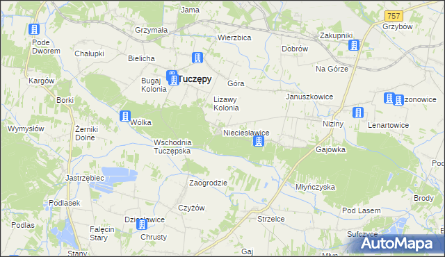 mapa Nieciesławice, Nieciesławice na mapie Targeo