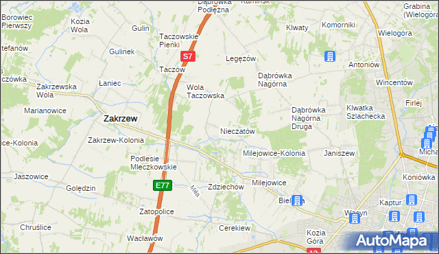 mapa Nieczatów, Nieczatów na mapie Targeo