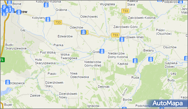 mapa Niedarczów Górny-Kolonia, Niedarczów Górny-Kolonia na mapie Targeo