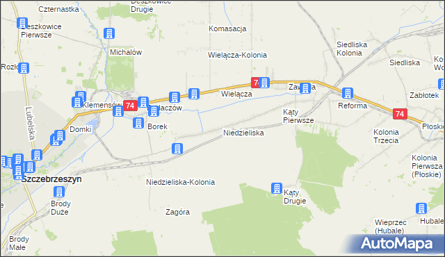 mapa Niedzieliska gmina Szczebrzeszyn, Niedzieliska gmina Szczebrzeszyn na mapie Targeo