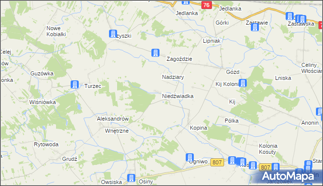mapa Niedźwiadka, Niedźwiadka na mapie Targeo
