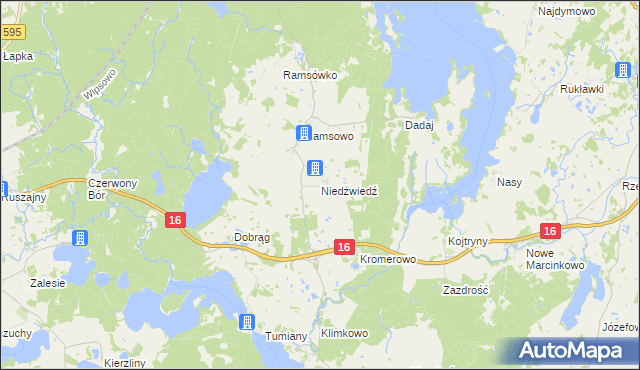 mapa Niedźwiedź gmina Barczewo, Niedźwiedź gmina Barczewo na mapie Targeo
