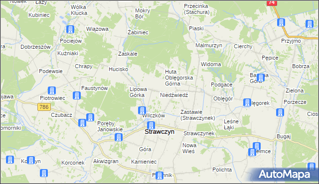 mapa Niedźwiedź gmina Strawczyn, Niedźwiedź gmina Strawczyn na mapie Targeo