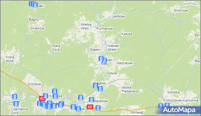 mapa Niekłań Mały, Niekłań Mały na mapie Targeo