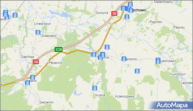 mapa Niemica gmina Malechowo, Niemica gmina Malechowo na mapie Targeo