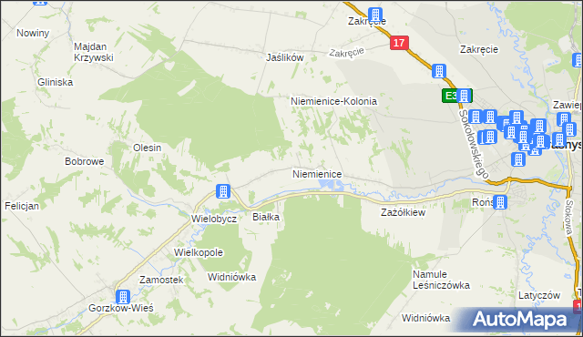 mapa Niemienice gmina Krasnystaw, Niemienice gmina Krasnystaw na mapie Targeo