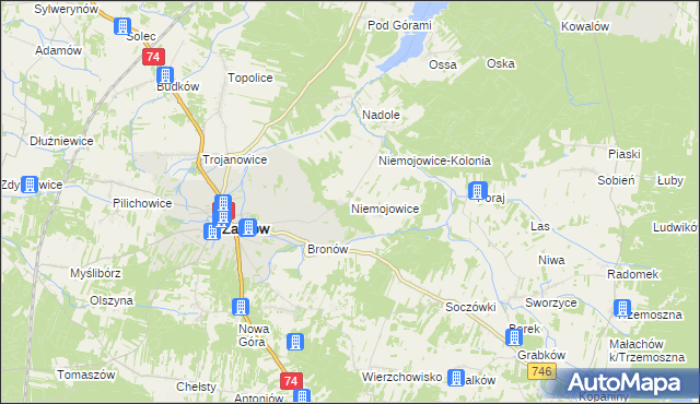 mapa Niemojowice, Niemojowice na mapie Targeo