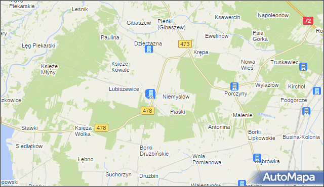 mapa Niemysłów, Niemysłów na mapie Targeo