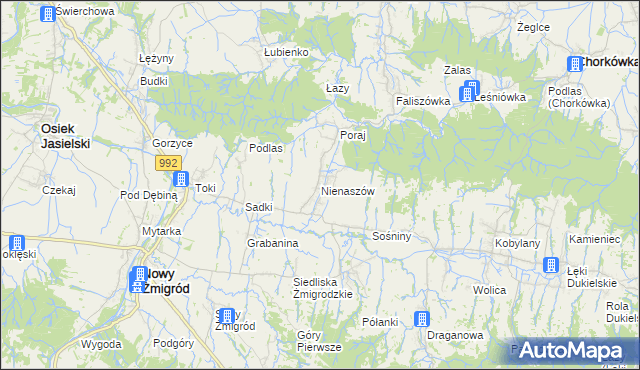 mapa Nienaszów, Nienaszów na mapie Targeo