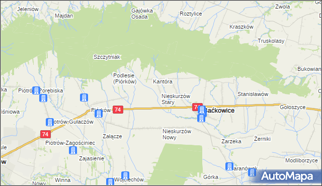 mapa Nieskurzów Stary, Nieskurzów Stary na mapie Targeo