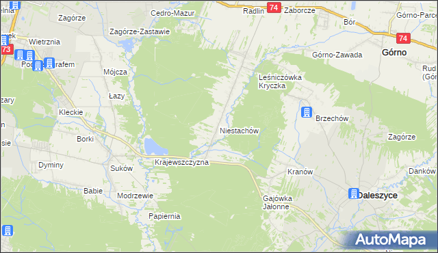 mapa Niestachów gmina Daleszyce, Niestachów gmina Daleszyce na mapie Targeo