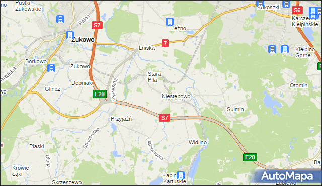 mapa Niestępowo, Niestępowo na mapie Targeo