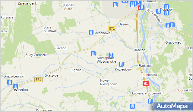 mapa Niestępowo Włościańskie, Niestępowo Włościańskie na mapie Targeo