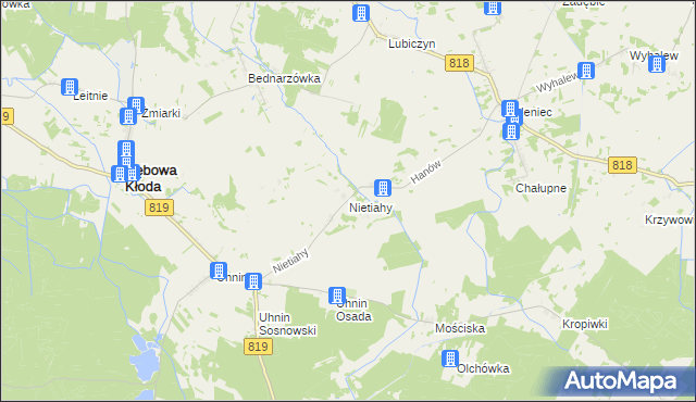 mapa Nietiahy, Nietiahy na mapie Targeo