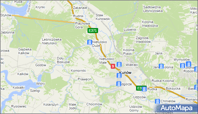 mapa Nietulisko Małe, Nietulisko Małe na mapie Targeo