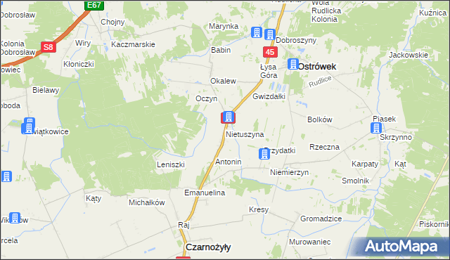 mapa Nietuszyna, Nietuszyna na mapie Targeo