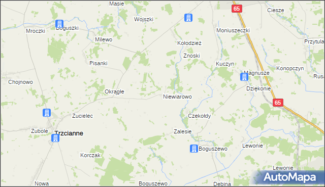 mapa Niewiarowo, Niewiarowo na mapie Targeo