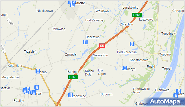 mapa Niewieścin, Niewieścin na mapie Targeo