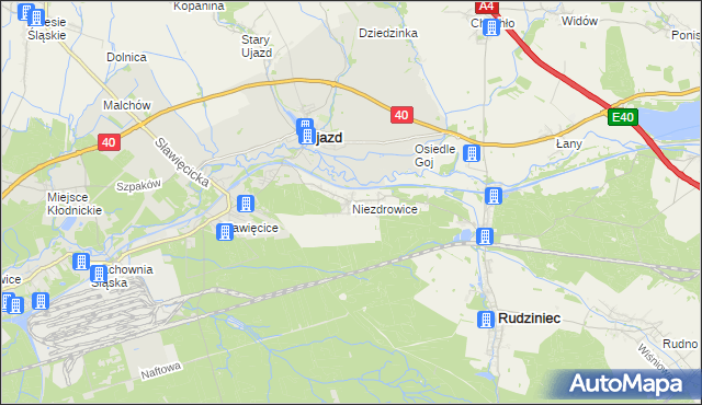 mapa Niezdrowice, Niezdrowice na mapie Targeo