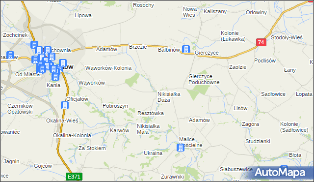 mapa Nikisiałka Duża, Nikisiałka Duża na mapie Targeo