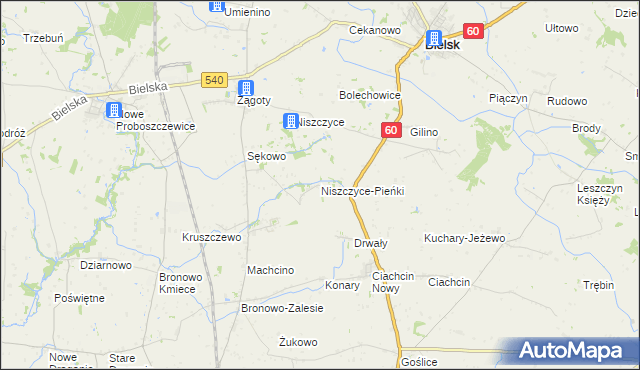 mapa Niszczyce-Pieńki, Niszczyce-Pieńki na mapie Targeo