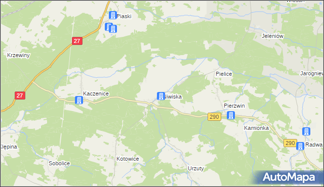 mapa Niwiska gmina Nowogród Bobrzański, Niwiska gmina Nowogród Bobrzański na mapie Targeo