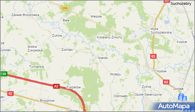 mapa Niwiski, Niwiski na mapie Targeo