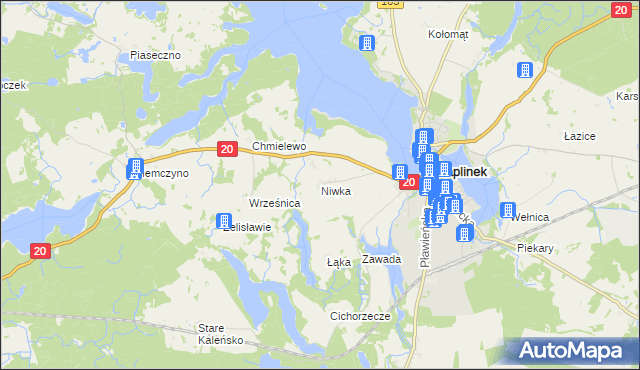 mapa Niwka gmina Czaplinek, Niwka gmina Czaplinek na mapie Targeo
