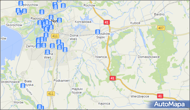 mapa Niwnica, Niwnica na mapie Targeo