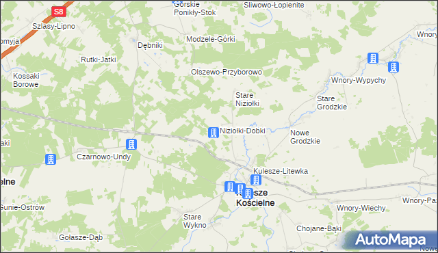 mapa Niziołki-Dobki, Niziołki-Dobki na mapie Targeo