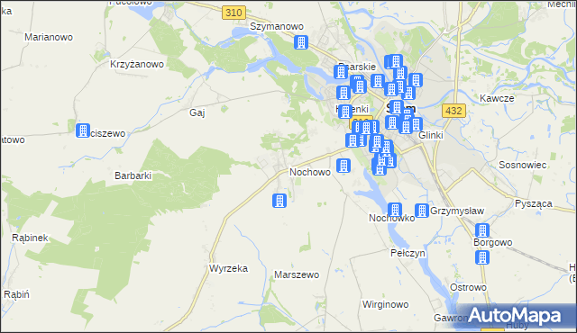 mapa Nochowo, Nochowo na mapie Targeo