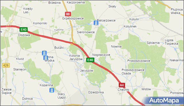 mapa Nogowczyce, Nogowczyce na mapie Targeo