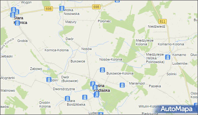 mapa Nosów-Kolonia, Nosów-Kolonia na mapie Targeo