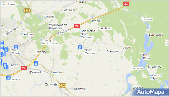 mapa Nowa Cerkiew gmina Chojnice, Nowa Cerkiew gmina Chojnice na mapie Targeo
