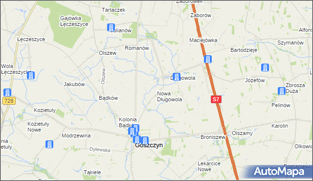 mapa Nowa Długowola, Nowa Długowola na mapie Targeo