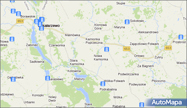 mapa Nowa Kamionka gmina Bakałarzewo, Nowa Kamionka gmina Bakałarzewo na mapie Targeo