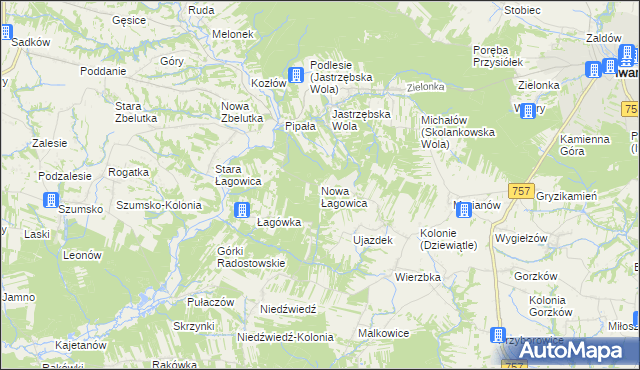 mapa Nowa Łagowica, Nowa Łagowica na mapie Targeo