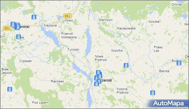 mapa Nowa Przerośl, Nowa Przerośl na mapie Targeo