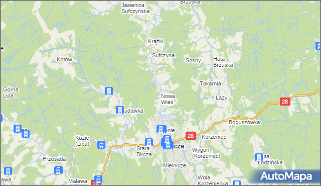 mapa Nowa Wieś gmina Bircza, Nowa Wieś gmina Bircza na mapie Targeo