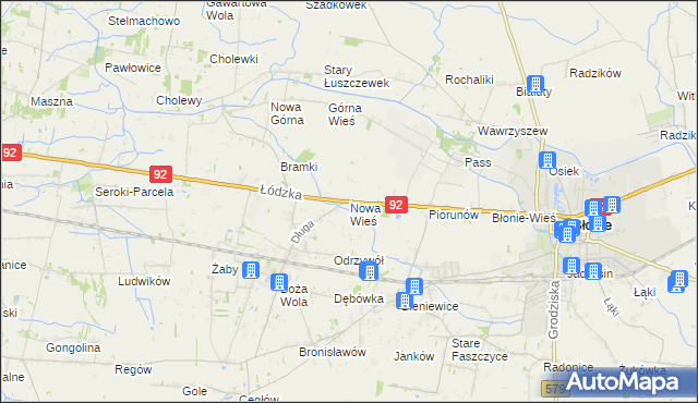 mapa Nowa Wieś gmina Błonie, Nowa Wieś gmina Błonie na mapie Targeo