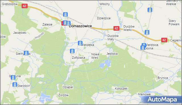 mapa Nowa Wieś gmina Domaszowice, Nowa Wieś gmina Domaszowice na mapie Targeo